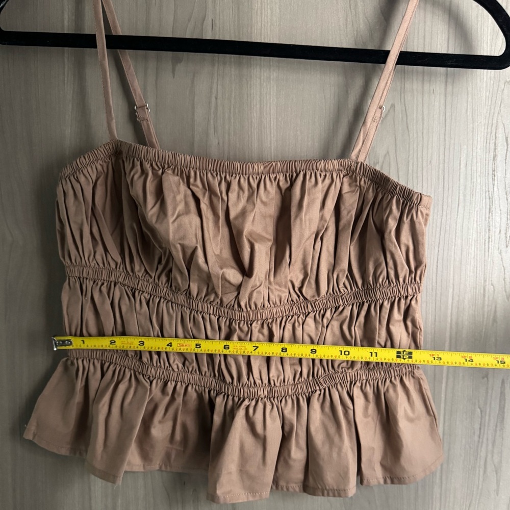 Lee | Tan Ruched Ruffled Cami | Size M - Picture 6 of 6